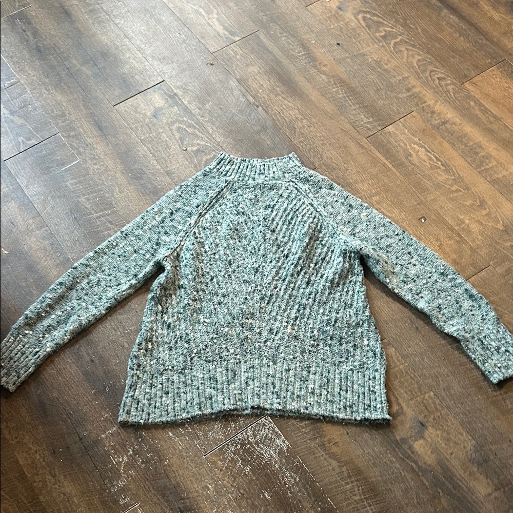 SONOMA Womens  M Marled Sweater Cotton Knit Mock Neck Soft Cozy Textured‎ Pretty